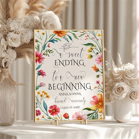 Wildflower Graduation Sweet Ending Sign, Grad Favor Sign, Graduation ...