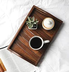 T one woods Handmade Sheesham Wood Serving Tray (Brown, 14 X 9 Inches ...