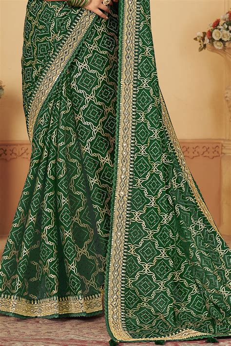 Buy Emerald Green Silk Saree online-Karagiri