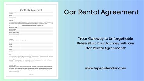 Printable Vehicle Rental Agreement