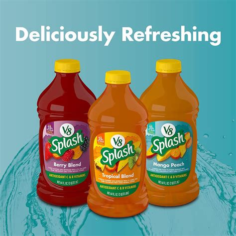 V8 Splash Mango Peach Juice Beverage 16oz Bottle (12 Pack) - Refreshing ...