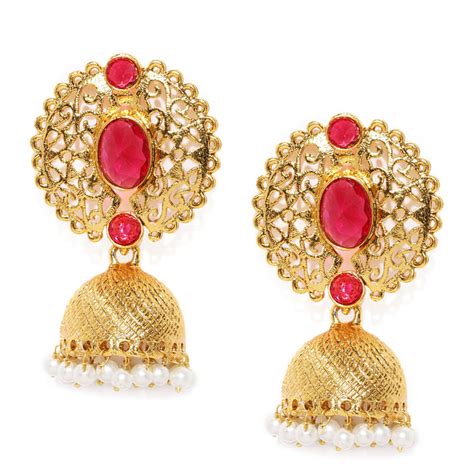 Buy Fida Pink & Gold Jhumka Earrings Online