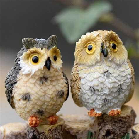 Climberty 2 Pcs Resin Mini Owls Miniature House Fairy Garden Micro ...