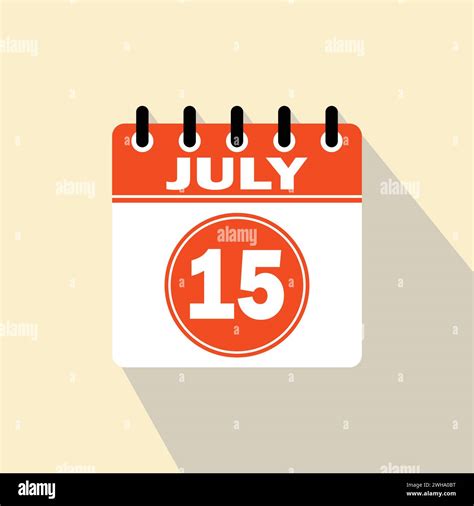 Icon calendar day - 15 July. 15th days of the month, vector ...