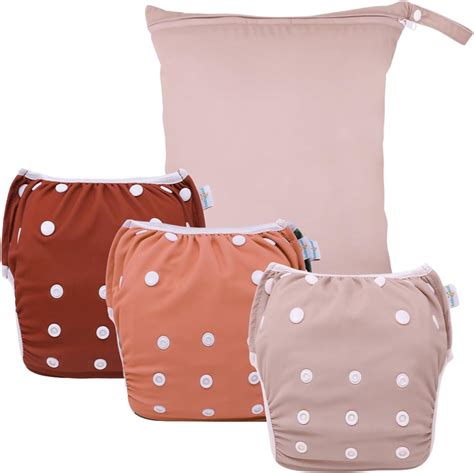 Amazon.com: babygoal Reusable Swim Diapers with Wet Bag 4 Pack ...
