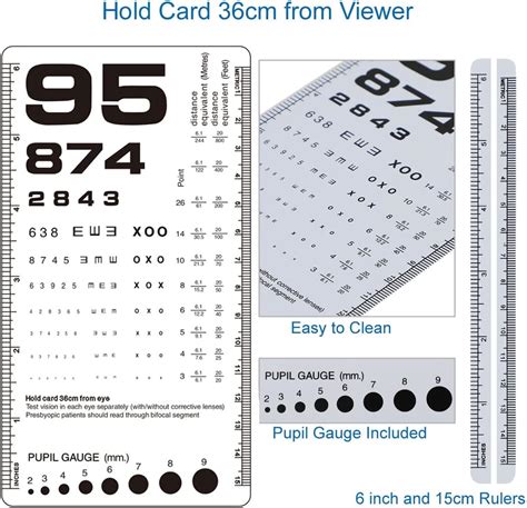 Buy Snellen and Rosenbaum Pocket Eye Chart for Eye Exams, Double-Sided ...