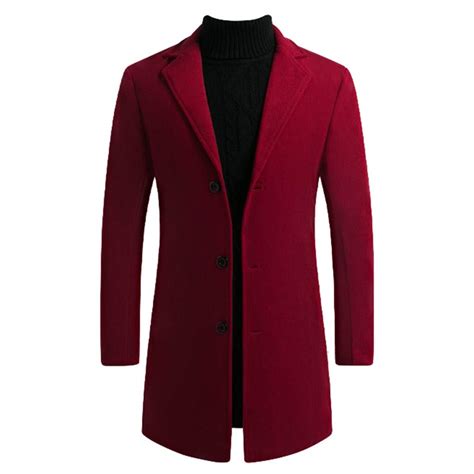 Buy CHROES® Men's Trench Coat Slim Fit Notch Lapel Single Breasted Top ...