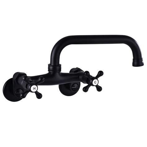 Matte Black Wall Mount Kitchen Sink Faucet 3 Inch to 9 Inch Adjustable ...