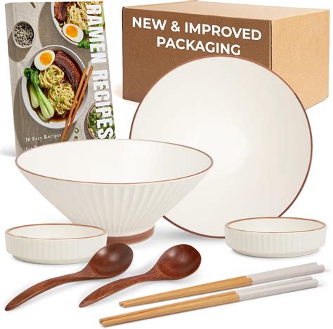 Amazon.com: Ceramic Ramen Bowl Set of 2 – Large 34oz Noodle Bowls with ...
