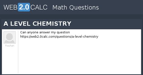 View question - A LEVEL CHEMISTRY