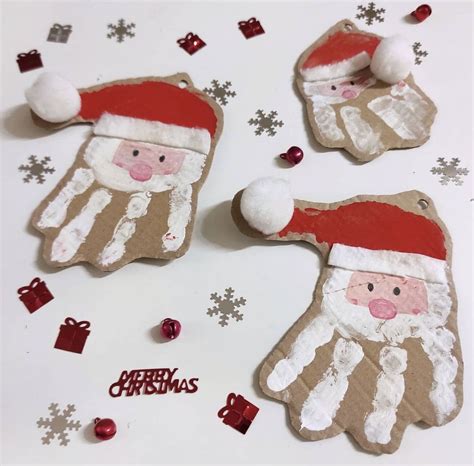 Festive santa handprint craft for kids free template – Artofit