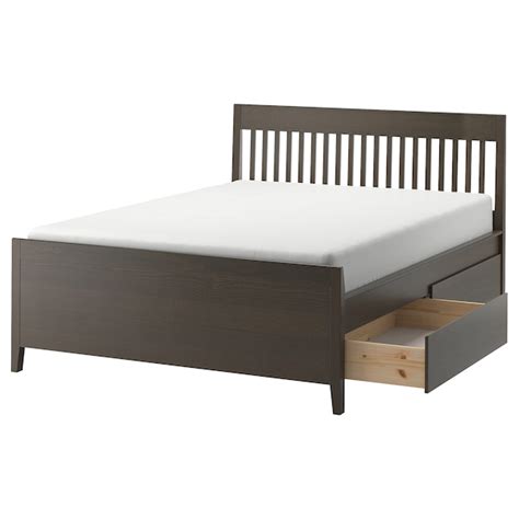 IDANÄS bed frame with storage, dark brown/Lönset, 160x200 cm (63x783/4 ...