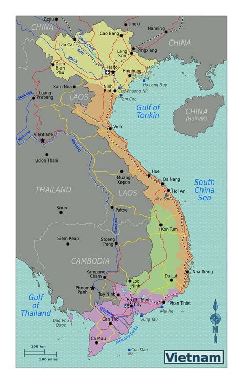Large regions map of Vietnam | Vietnam | Asia | Mapsland | Maps of the World