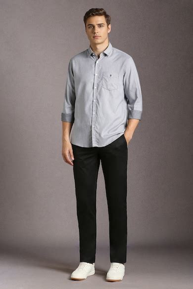 Buy Men Grey Textured Full Sleeves Casual Shirt Online - 39964899 ...
