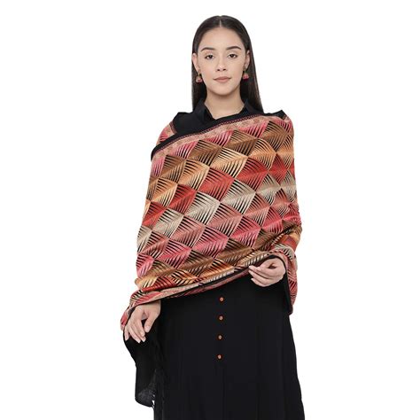 Buy Pashmoda Women’s Pure Merino Wool Aari Embroidered Kashmiri Stole ...