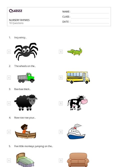 50+ Nursery Rhymes worksheets for 2nd Class on Quizizz | Free & Printable