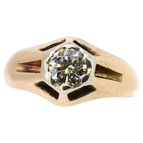 Vintage 14k Yellow Gold Men's Diamond Ring For Sale at 1stDibs ...