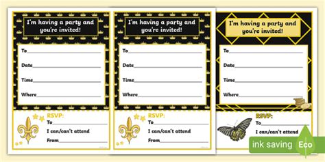 Black and Gold Birthday Invitations (teacher made) - Twinkl