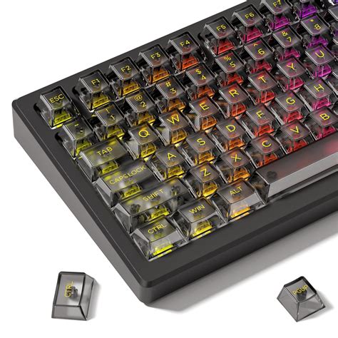 Dagaladoo Crystal Clear Keycaps Pc Material Black Transparent Cherry ...