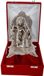 INTERNATIONAL GIFT Silver-Plated Radha Krishna Idol With Box & Bag ...