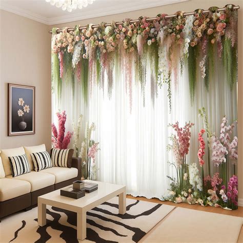 Premium Botanical Bliss Room Darkening Curtains – Soft Pastel Floral P ...