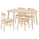 LISABO / RÖNNINGE table and 4 chairs, ash veneer/birch, 140x78 cm (551 ...