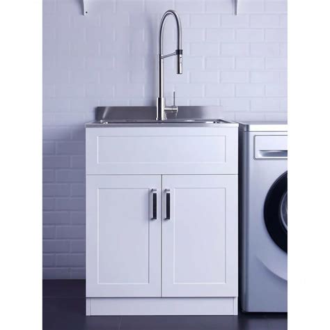AFA Stainless Steel Laundry Sink 25" x 22" with Faucet & Cabinet ...