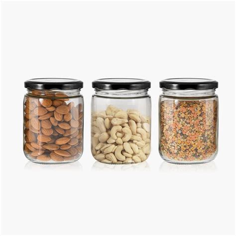 Buy Corsica Essentials Transparent Glass Jar- 500ml- Set of 3 from ...