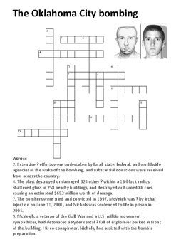 The Oklahoma City bombing Crossword by Steven's Social Studies | TPT