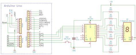 Image result for 7 Segment with Arduino Schematic/Diagram