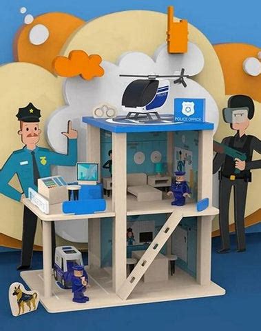 Wooden mini police station set - EKT2684 – Extrokids