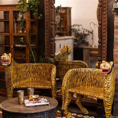 Handcrafted Wooden Tiger Chair – Luxury Handicrafts