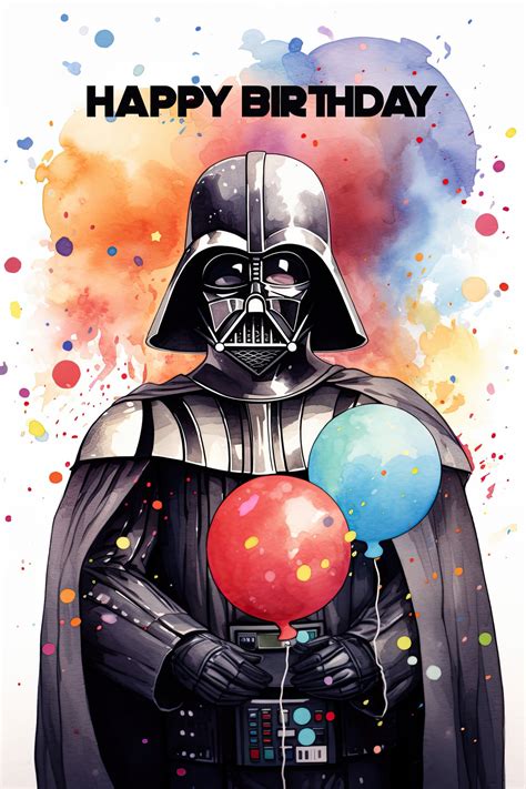 Darth Vader Themed Birthday Card Printable Star Wars Greeting Card ...