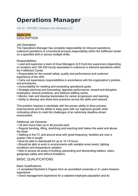 Amazon Operations Manager Salary Virginia at Leo Rey blog