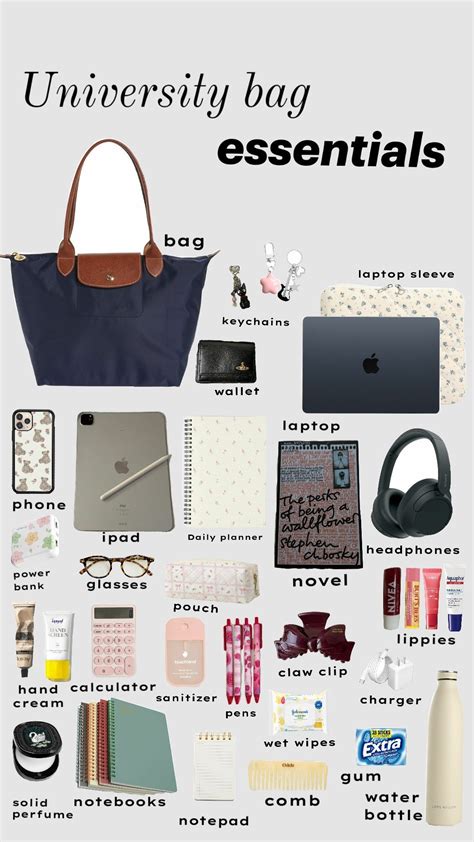 #university #bagessentials in 2025 | College bag essentials, School bag ...