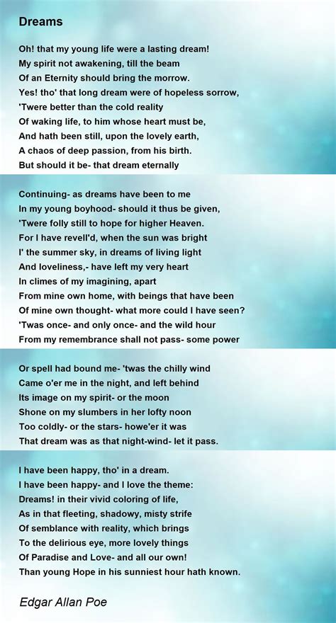 Dreams Poem by Edgar Allan Poe - Poem Hunter