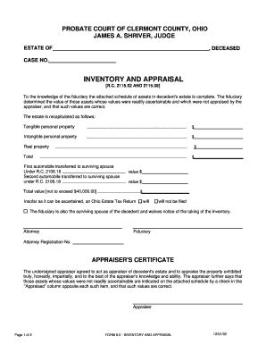Fillable Online probatejuvenile clermontcountyohio Inventory and ...