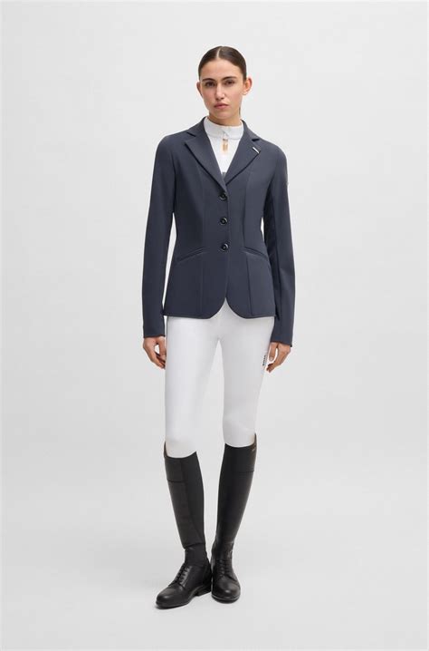 BOSS - Equestrian slim-fit training shirt in super-stretch fabric - White