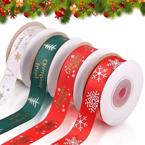 4 Rolls Gift Wrapping Ribbons Decoraion Ribbons Bundle Wide Fabric ...