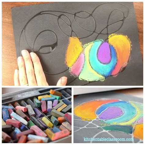Glue Drawing with Chalk | Art for Homeschoolers | Art projects, Chalk ...