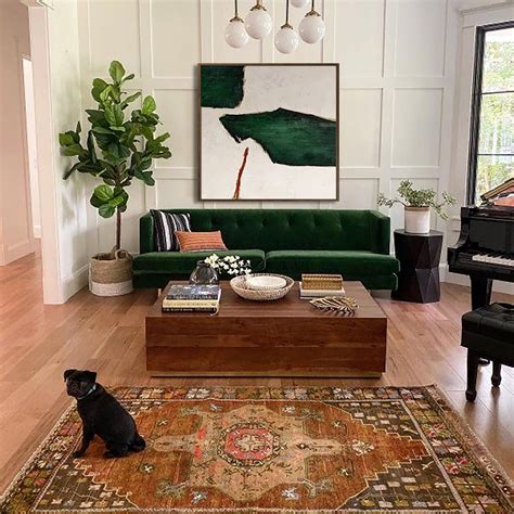 Oversized abstract painting contemporary oil painting emerald green natural texture painting ...
