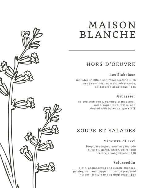 French Menu Template