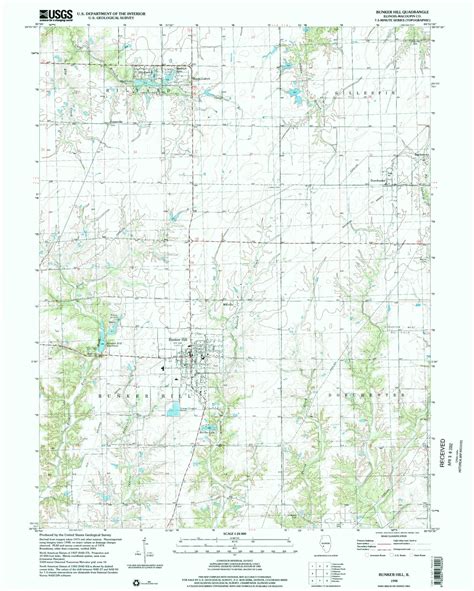 Classic USGS Bunker Hill Illinois 7.5'x7.5' Topo Map - MyTopo Map Store