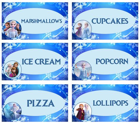 Frozen Party Food Labels Printable | Frozen party food, Party food ...