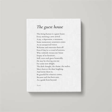 The Guest House by Rumi Poem Canvas Print Poetry Print Gift, Canvas ...