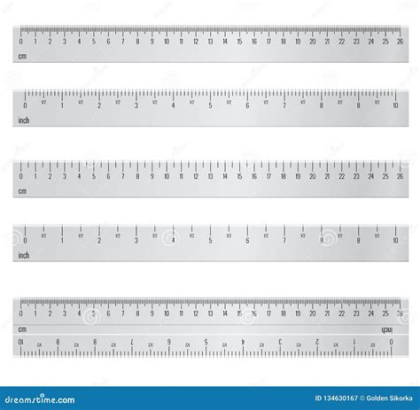 Inch and Metric Rulers. Centimeters and Inches Measuring Scale Cm ...