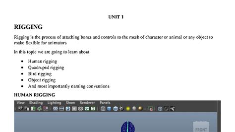 BSC Animation: Unit 1 Rigging Techniques and Animation Basics - Studocu