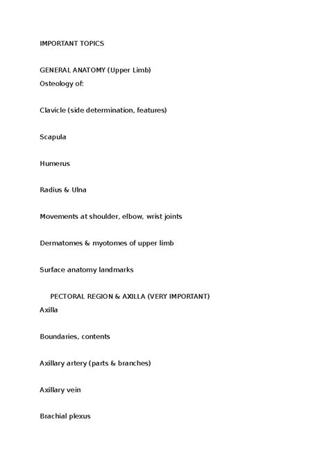 IMPORTANT TOPICS IN GENERAL ANATOMY (ANAT 101) - UPPER LIMB & CLINICAL ...