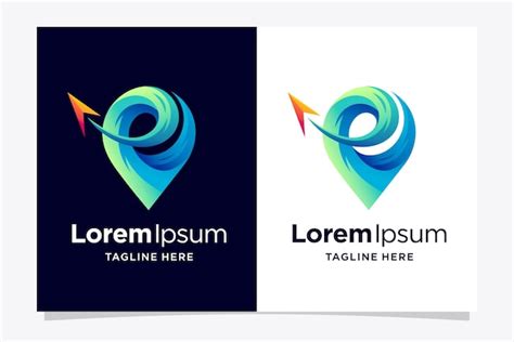 Pin location logo with water concept | Premium Vector