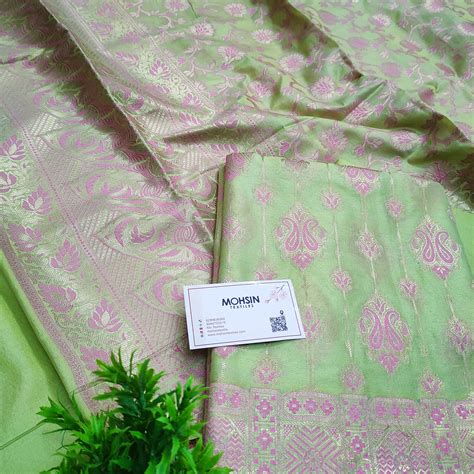 Pista Pink Meena Katan Silk Banarasi Suit – Mohsin Textiles
